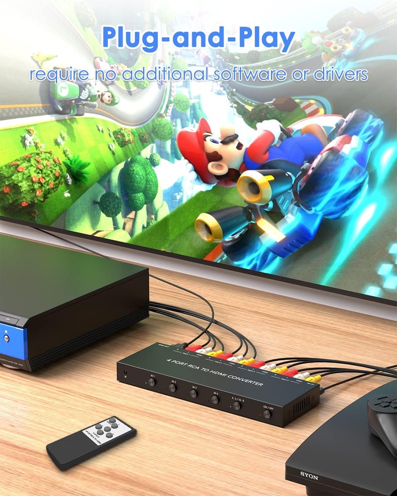 OseTub 4 Port RCA to HDMI Converter with UPGRADE TECHNOLOGY - Image 4